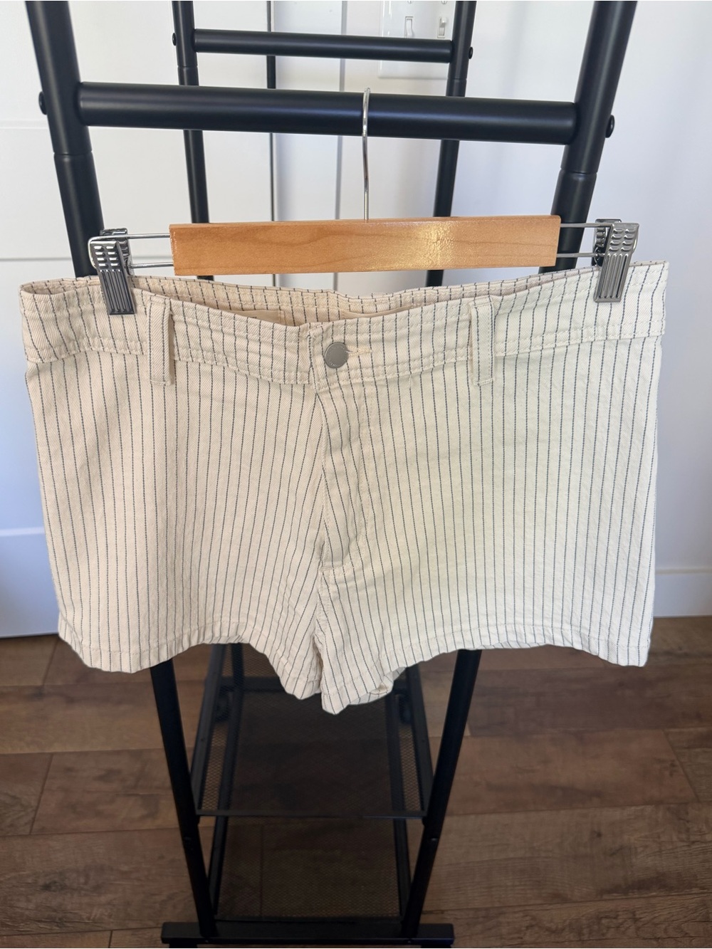 Women’s Striped Cream and Blue Shorts